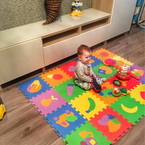 tapis puzzle chambre enfants en peluche bébé 10 pcs