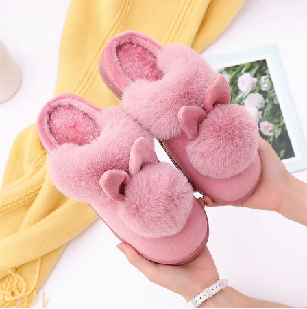 Chaussons Lapin Mules Pour Femme - Semelle épaisse Moelleuse, Doublure Polaire, Chauds Et Confortables Pour L'hiver